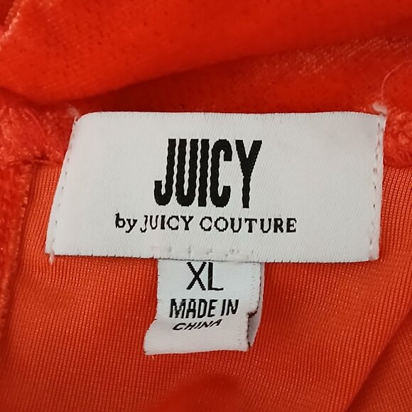 Juicy Couture Dress XL Velour Ruched Bodycon Cold Shoulder High Neck Red Orange - Picture 9 of 10